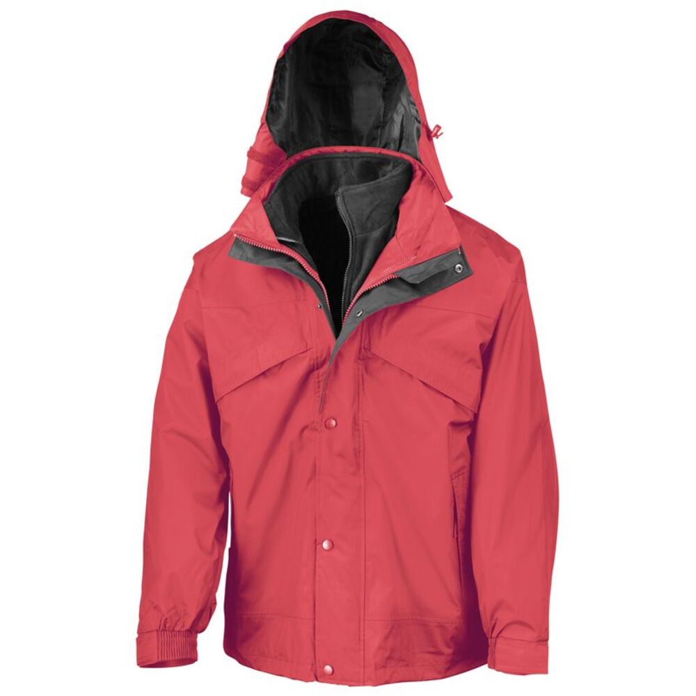 Result Mens 3 in 1 Zip and Clip StormDri Waterproof Windproof Jacket /Coat / Red